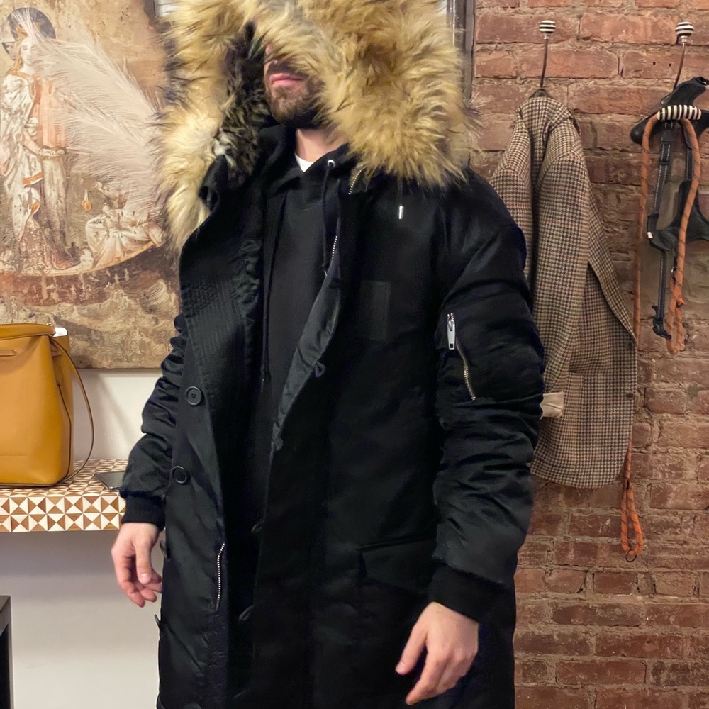 The Kooples Black Parka with Fur Hood